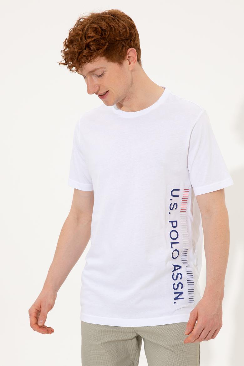 Erkek Beyaz Bisiklet Yaka Tişört - 50248615002