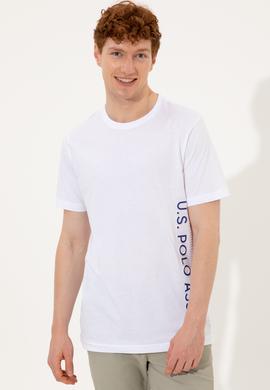 Erkek Beyaz Bisiklet Yaka Tişört - 50248615002