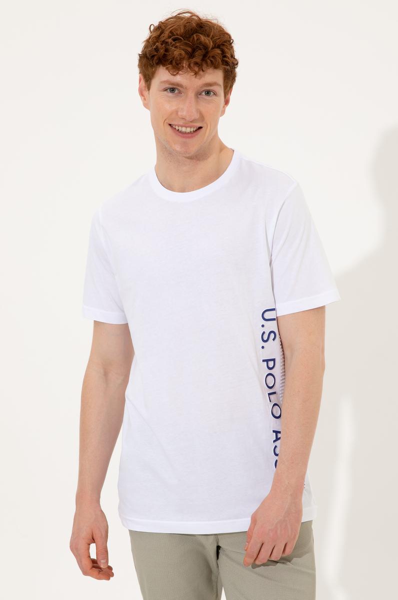 Erkek Beyaz Bisiklet Yaka Tişört