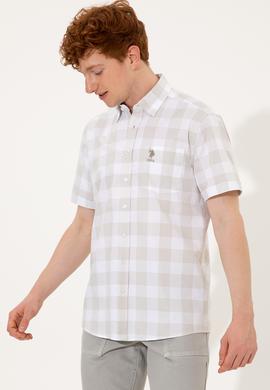 Erkek Haki Kısa Kollu Gömlek - 50251774011