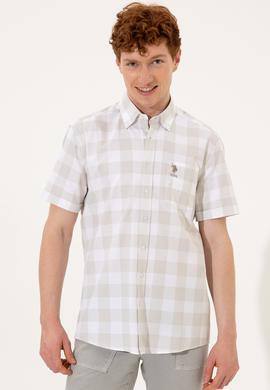 Erkek Haki Kısa Kollu Gömlek - 50251774011