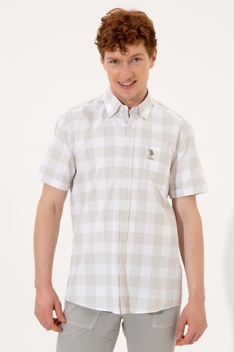 Erkek Haki Kısa Kollu Gömlek