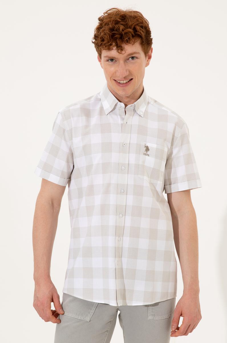 Erkek Haki Kısa Kollu Gömlek