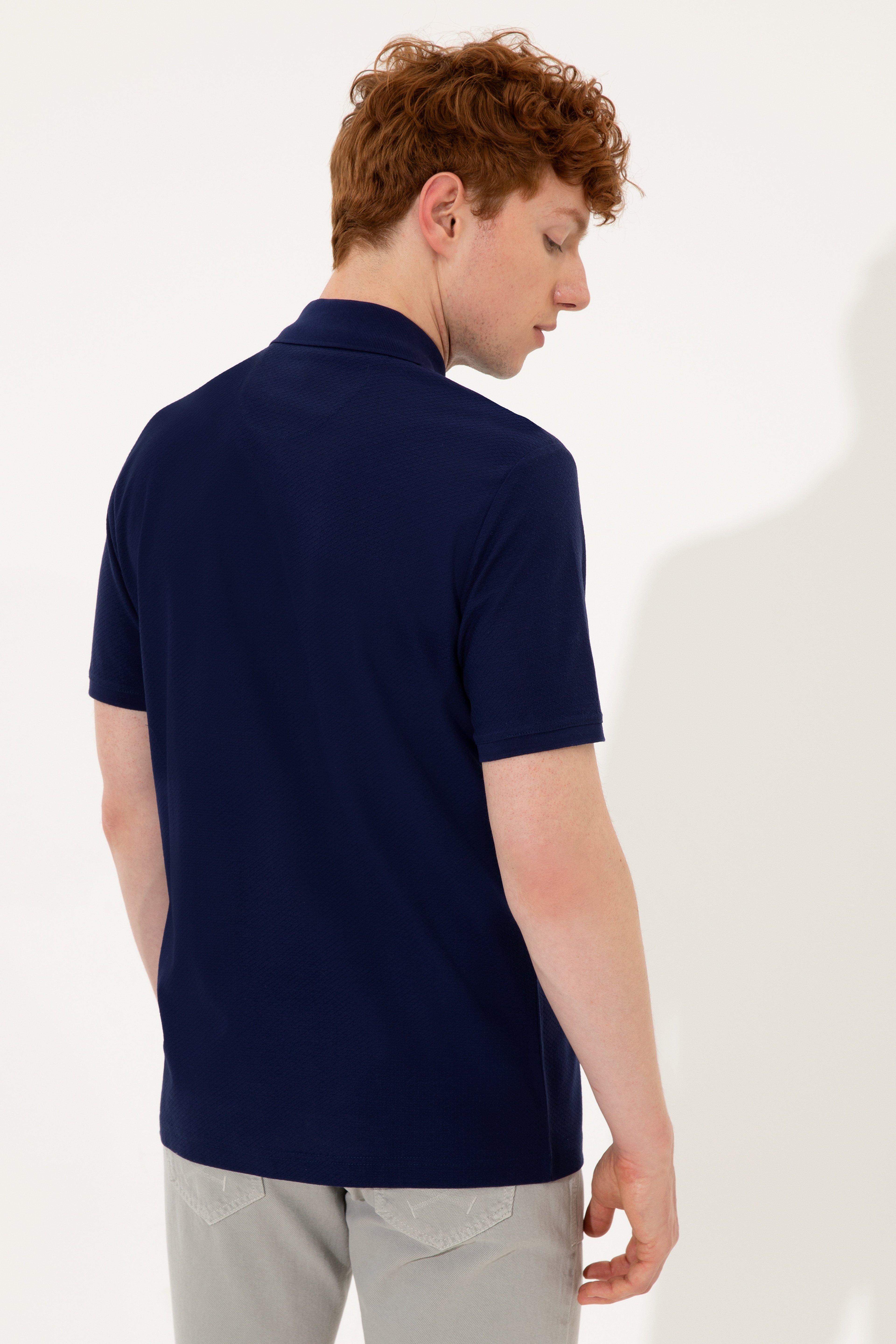 Erkek Lacivert Polo Yaka T-Shirt - Image 5