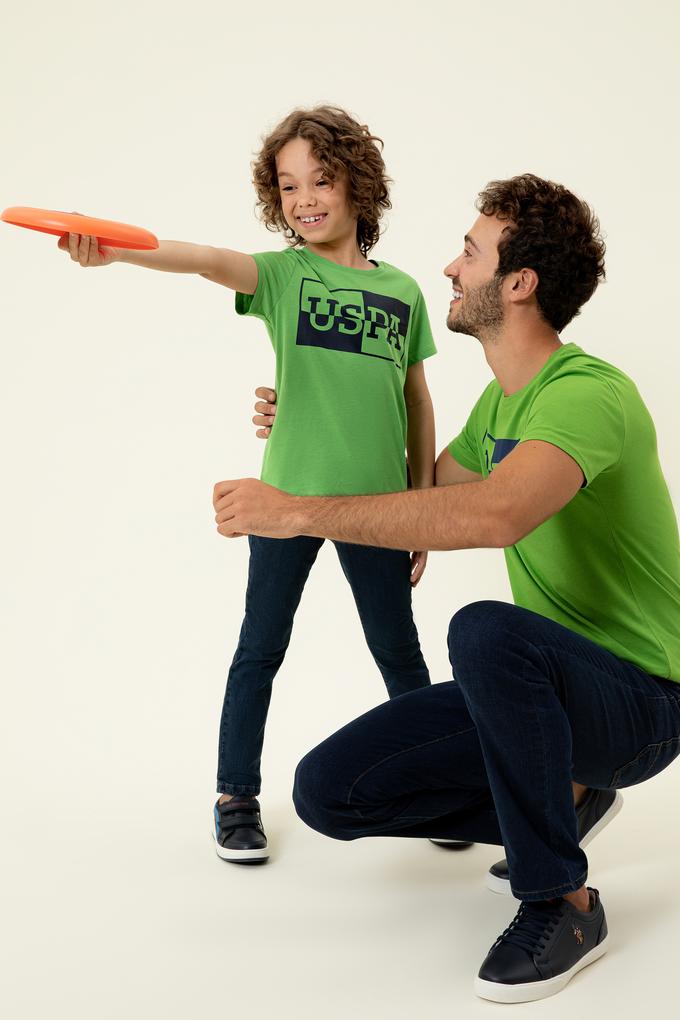 Erkek Elma Yeşili Bisiklet Yaka Tişört