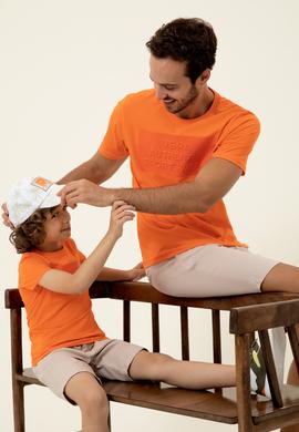 Çocuk Turuncu Bisiklet Yaka Tişört - 50249655030