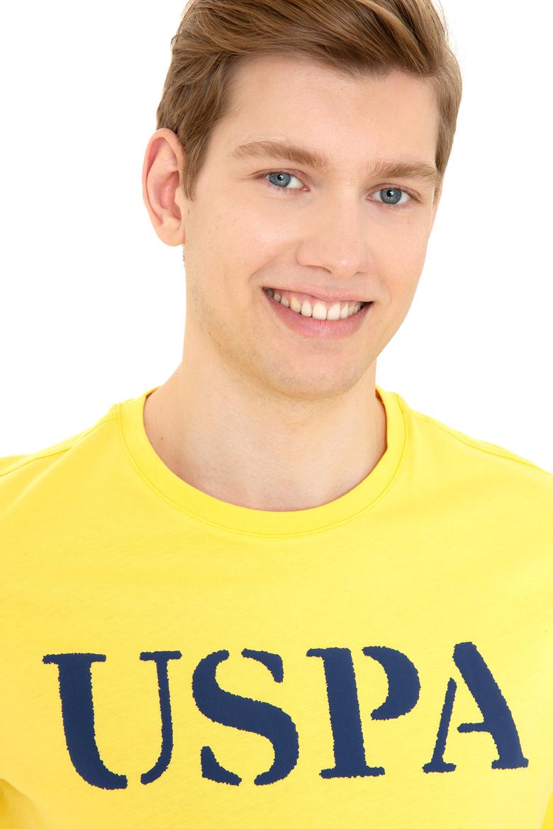 Erkek Açık Sarı Basic Bisiklet Yaka Tişört - 50248569139