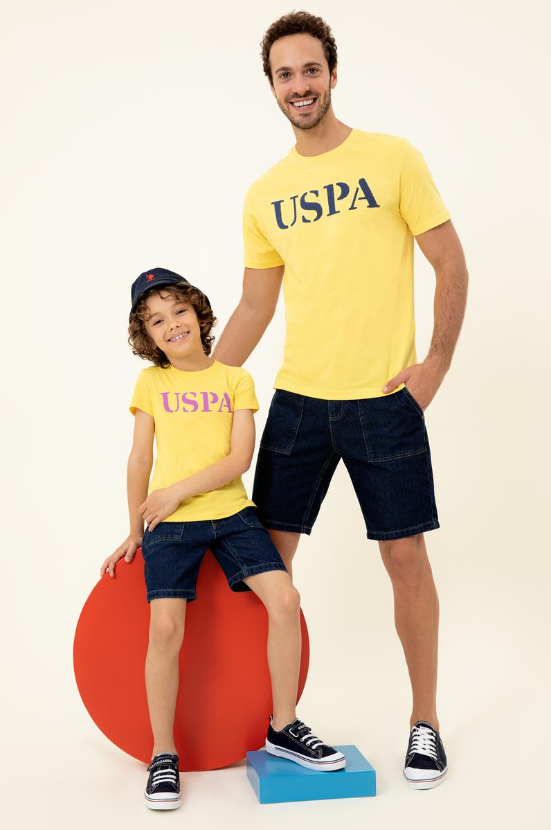 Erkek Açık Sarı Basic Bisiklet Yaka Tişört