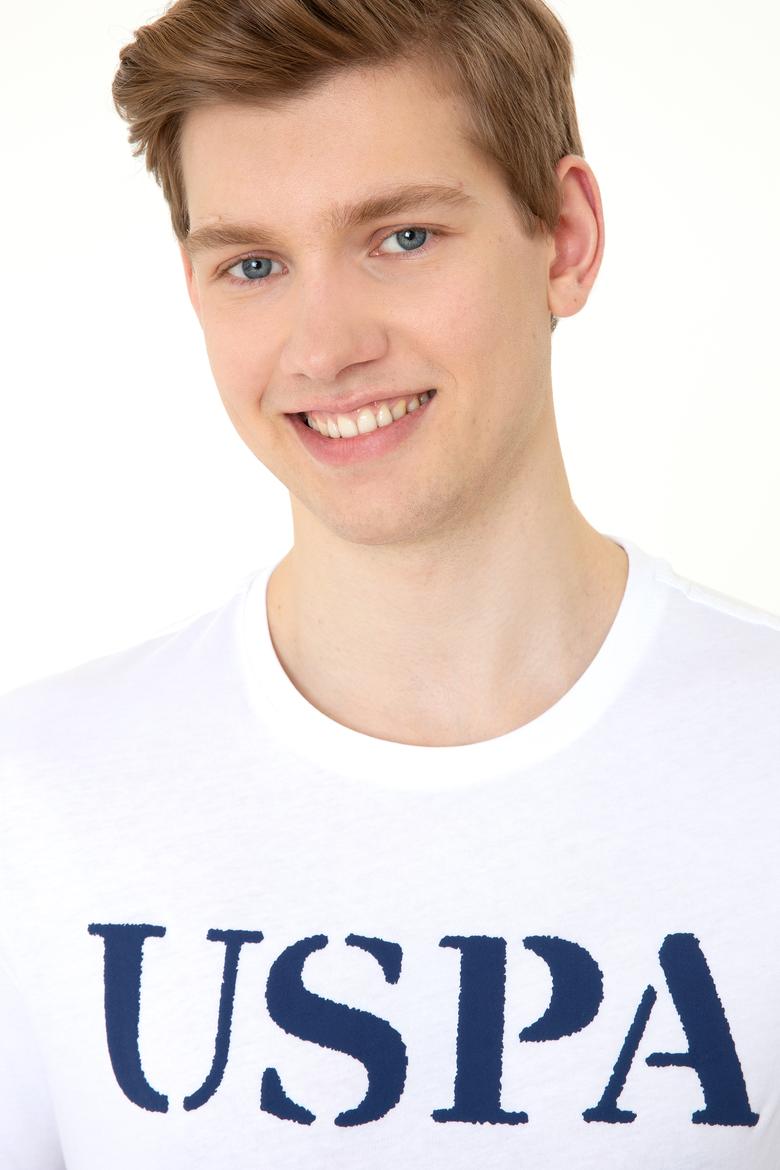 Erkek Beyaz Basic Bisiklet Yaka Tişört - 50248569007