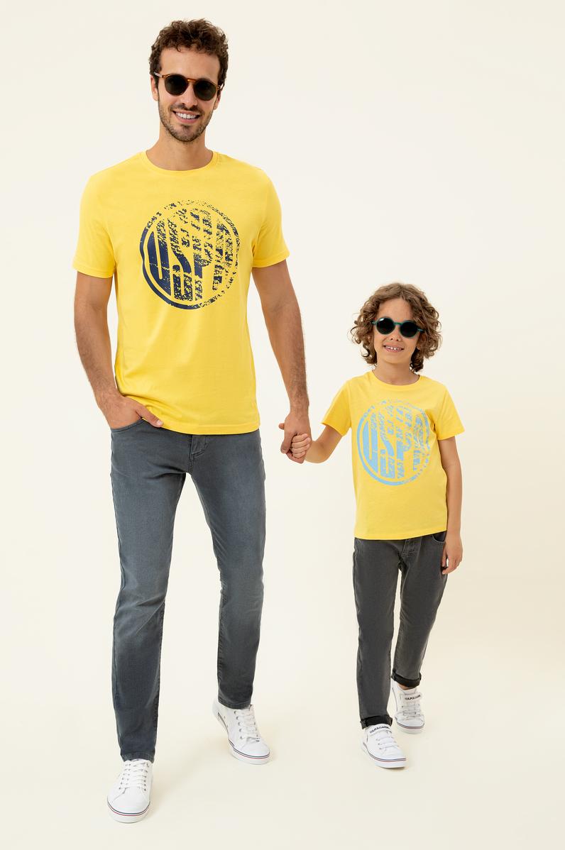 Çocuk Açık Sarı Bisiklet Yaka Tişört
