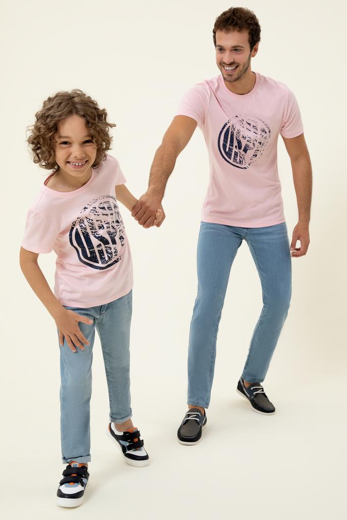 Çocuk Pudra Bisiklet Yaka Tişört