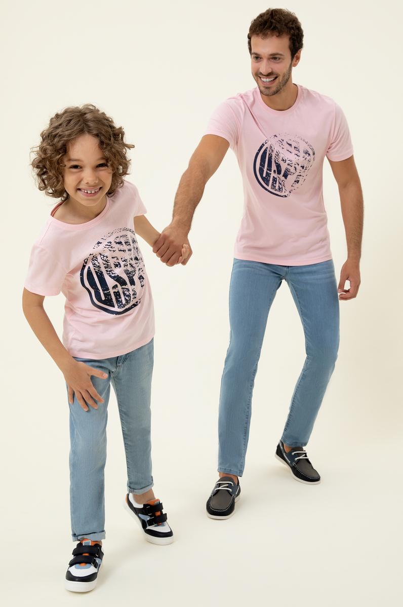 Çocuk Pudra Bisiklet Yaka Tişört