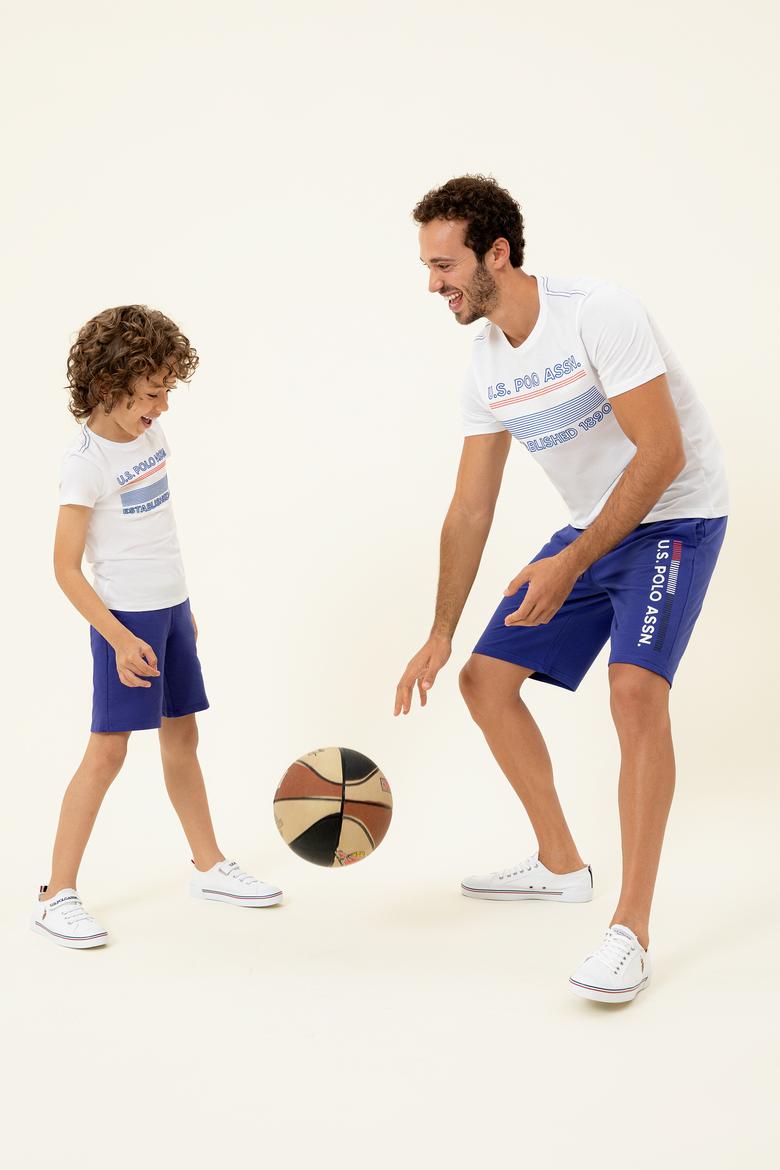 Erkek Beyaz Bisiklet Yaka Tişört