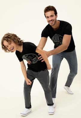 Çocuk Siyah Bisiklet Yaka Tişört - 50247336097