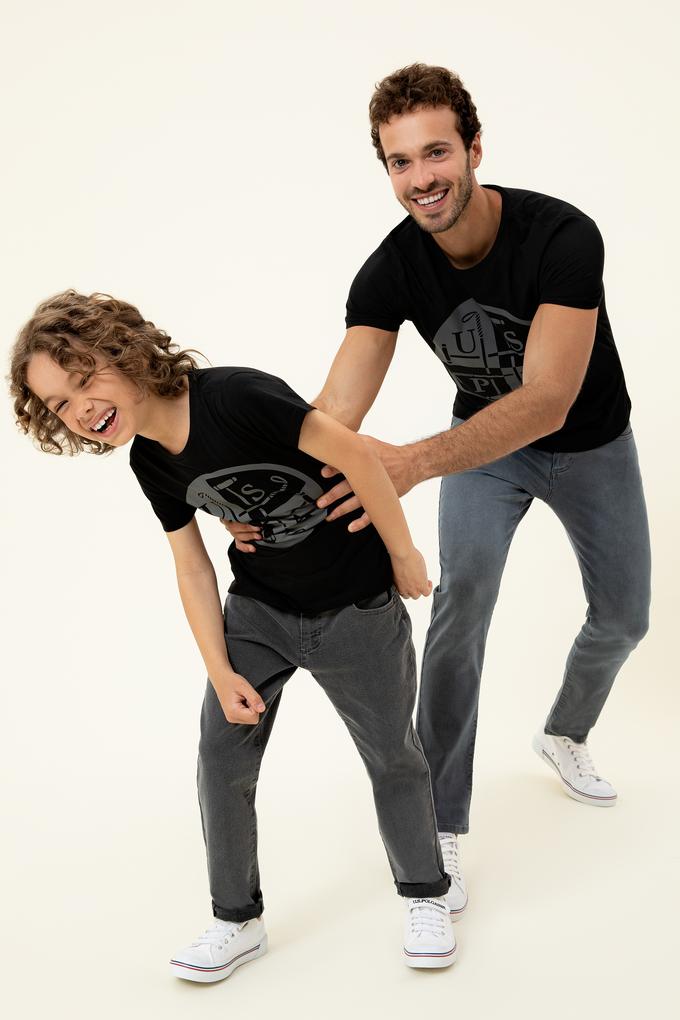 Çocuk Siyah Bisiklet Yaka Tişört