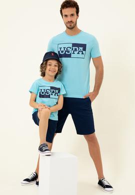 Erkek Turkuaz Bisiklet Yaka Tişört - 50247339202