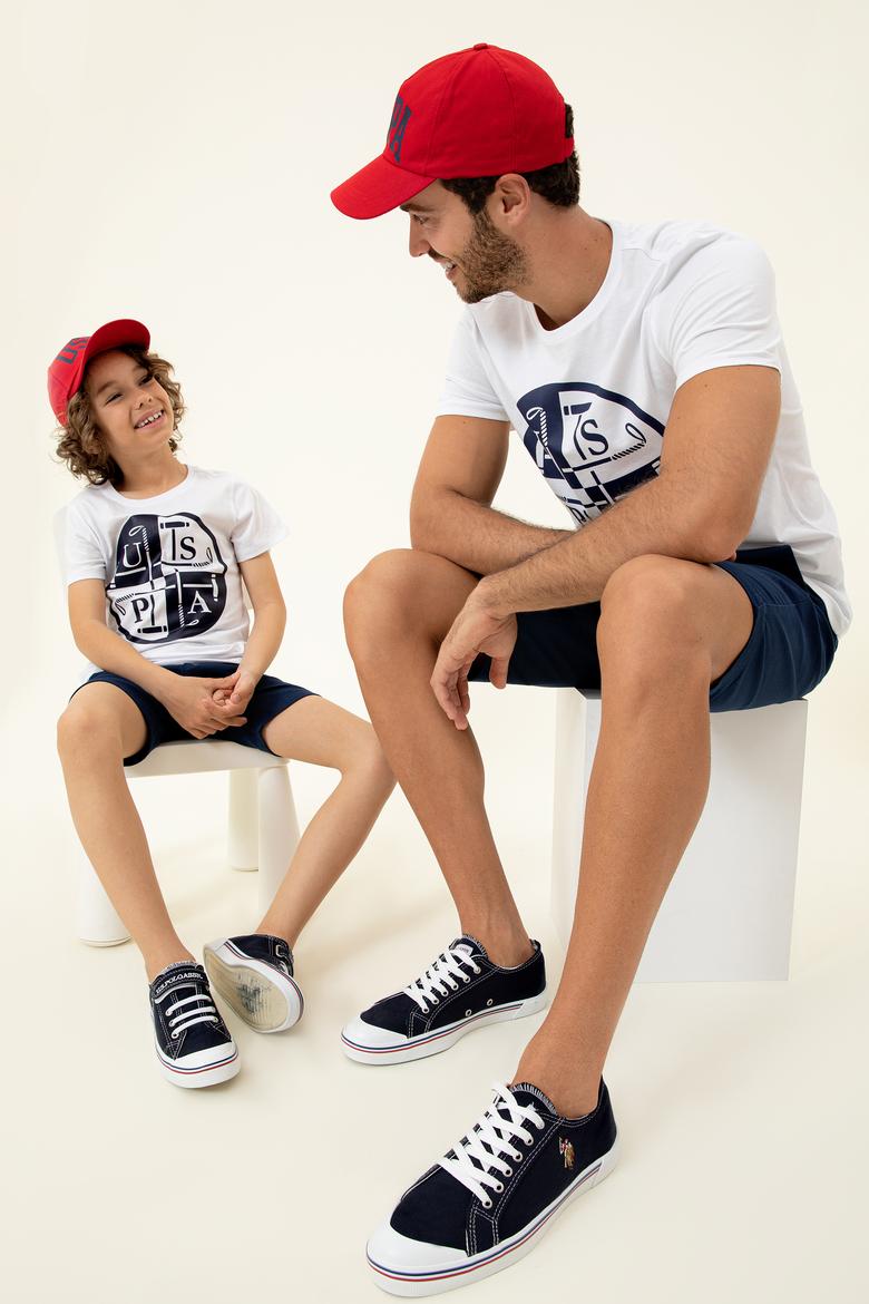 Çocuk Beyaz Bisiklet Yaka Tişört