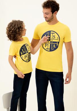 Erkek Açık Sarı Bisiklet Yaka Tişört - 50247330150