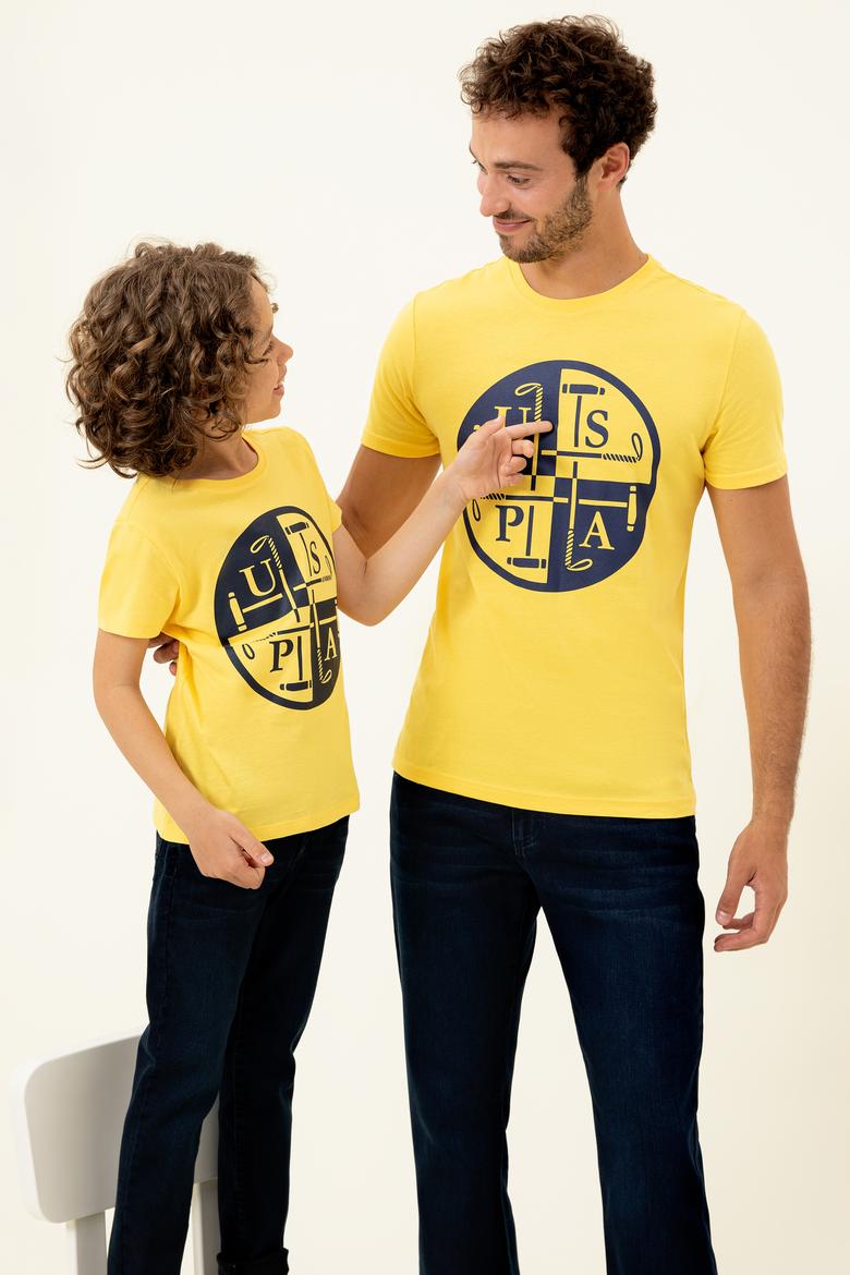 Erkek Açık Sarı Bisiklet Yaka Tişört