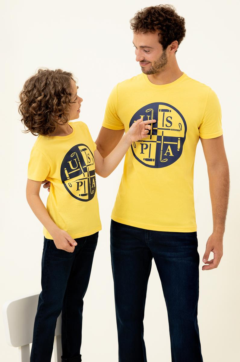 Erkek Açık Sarı Bisiklet Yaka Tişört