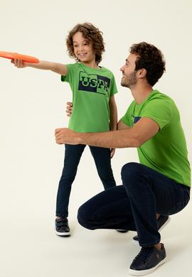 Çocuk Yeşil Bisiklet Yaka Tişört - 50247351047