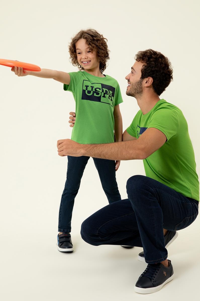 Çocuk Yeşil Bisiklet Yaka Tişört