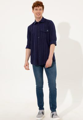 Erkek Mavi Jean Gömlek - 50246615005