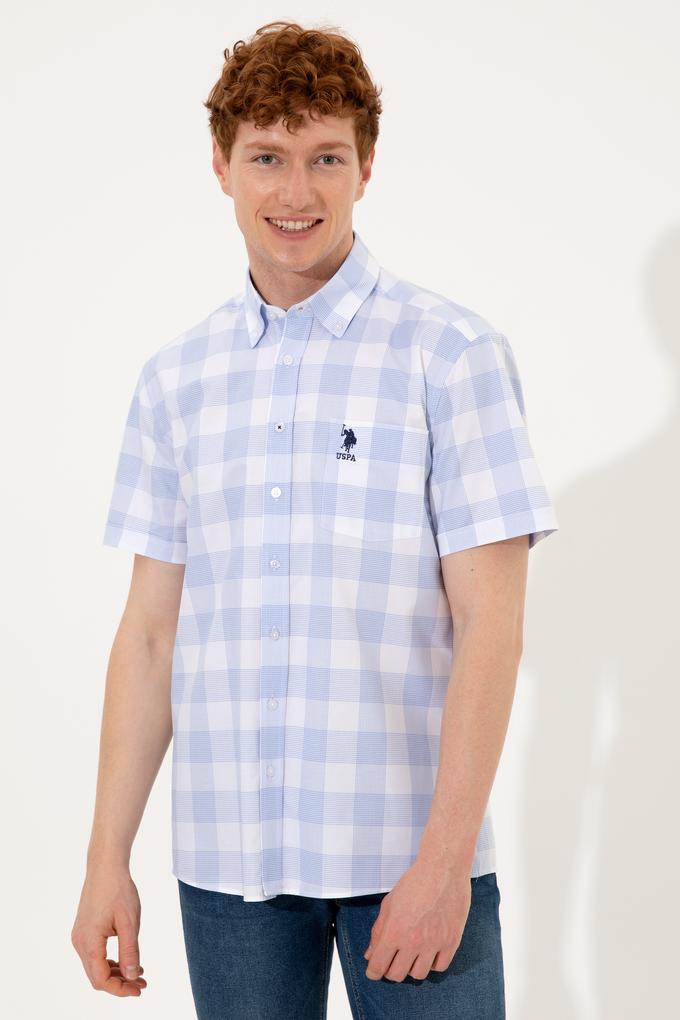 Erkek Mavi Kısa Kollu Gömlek