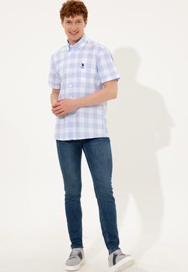 Erkek Mavi Kısa Kollu Gömlek - 50251774005