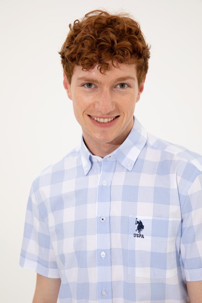 Erkek Mavi Kısa Kollu Gömlek - 50251774005