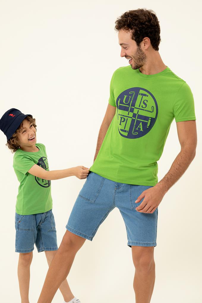 Erkek Elma Yeşili Bisiklet Yaka Tişört