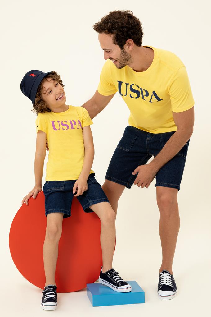 Çocuk Açık Sarı Bisiklet Yaka Tişört