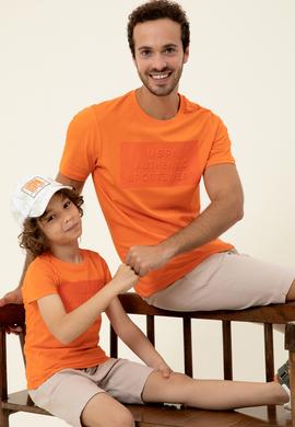 Erkek Turuncu Bisiklet Yaka Tişört - 50248581037