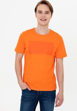 Erkek Turuncu Bisiklet Yaka Tişört - 50248581037