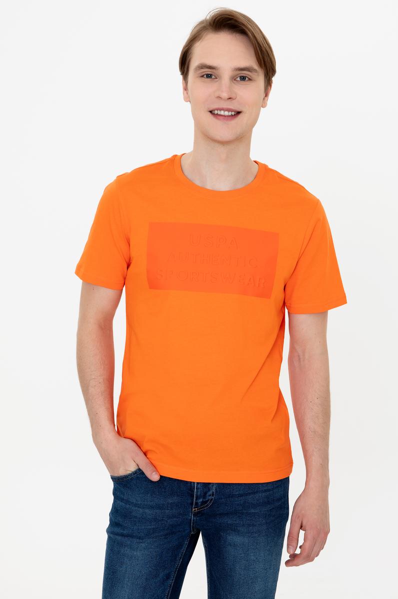 Erkek Turuncu Bisiklet Yaka Tişört