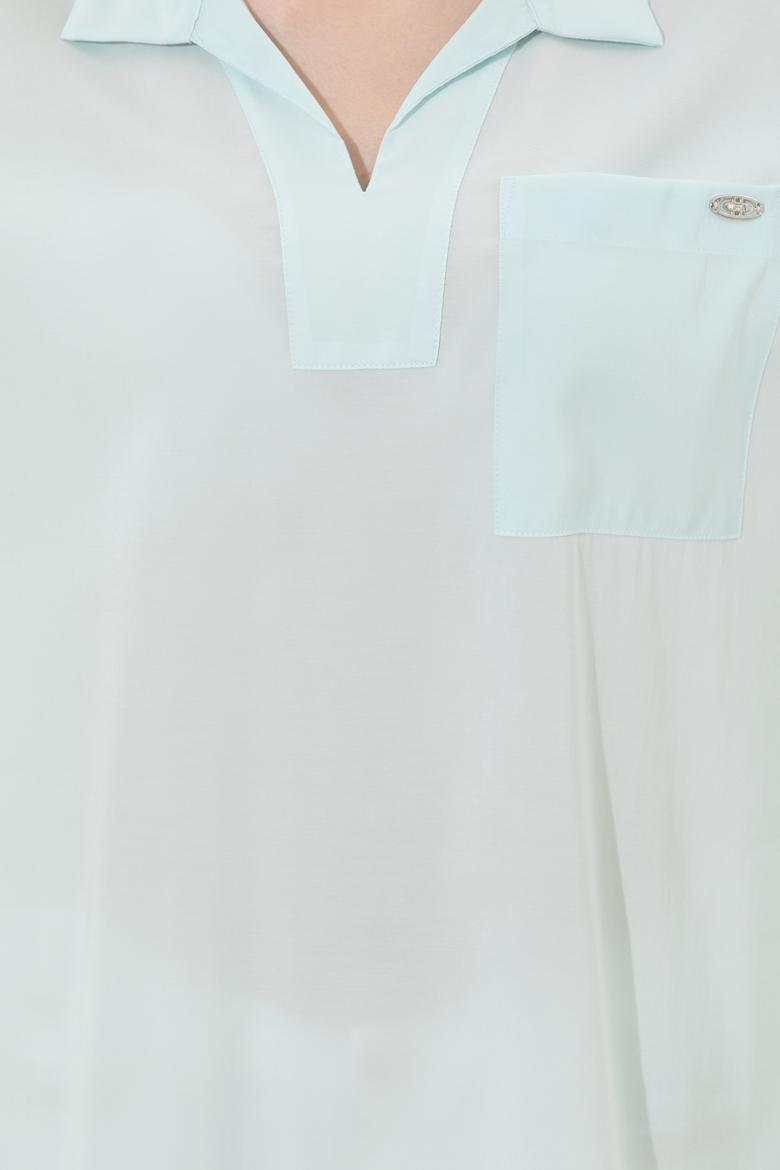 Kadın Turkuaz Uzun Kollu Gömlek - 50247456022