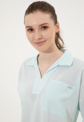 Kadın Turkuaz Uzun Kollu Gömlek - 50247456022