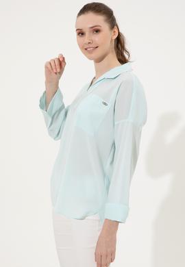 Kadın Turkuaz Uzun Kollu Gömlek - 50247456022