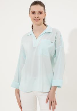 Kadın Turkuaz Uzun Kollu Gömlek - 50247456022