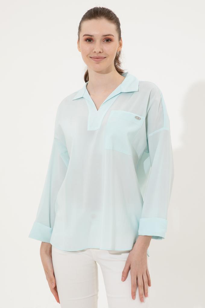 Kadın Turkuaz Uzun Kollu Gömlek