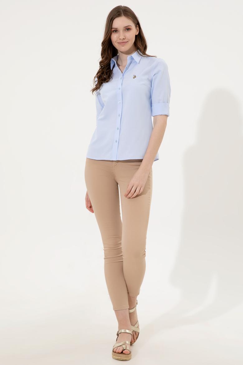 Kadın Açık Mavi Uzun Kollu Basic Gömlek - 50246414010