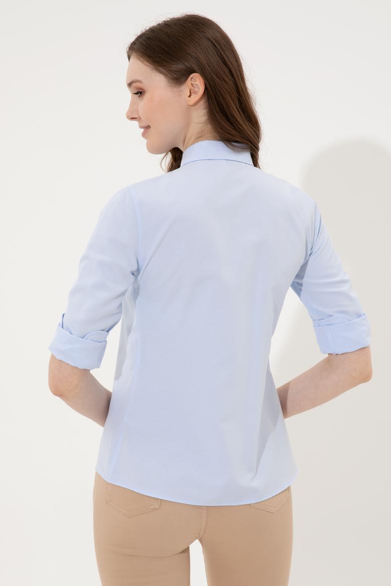 Kadın Açık Mavi Uzun Kollu Basic Gömlek - 50246414010