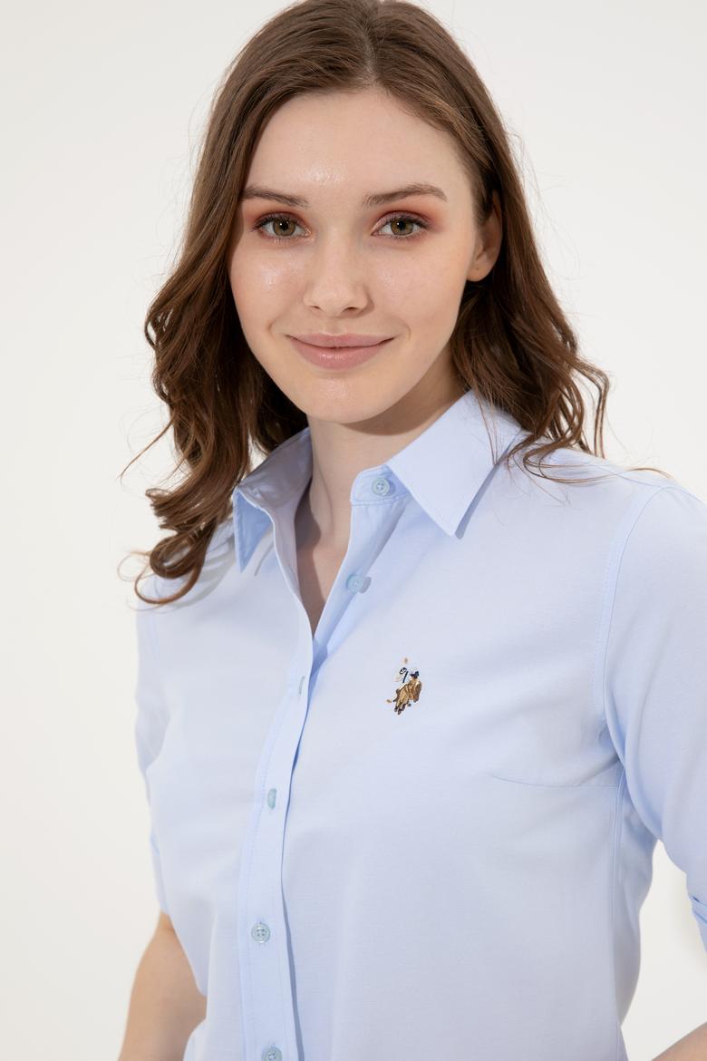 Kadın Açık Mavi Uzun Kollu Basic Gömlek - 50246414010