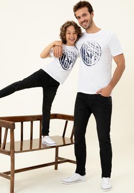 Erkek Beyaz Bisiklet Yaka T-Shirt - 50247329007