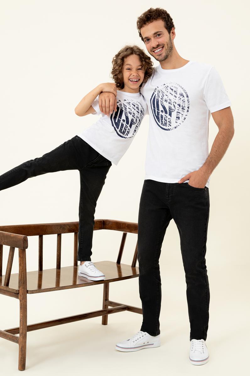 Erkek Beyaz Bisiklet Yaka T-Shirt