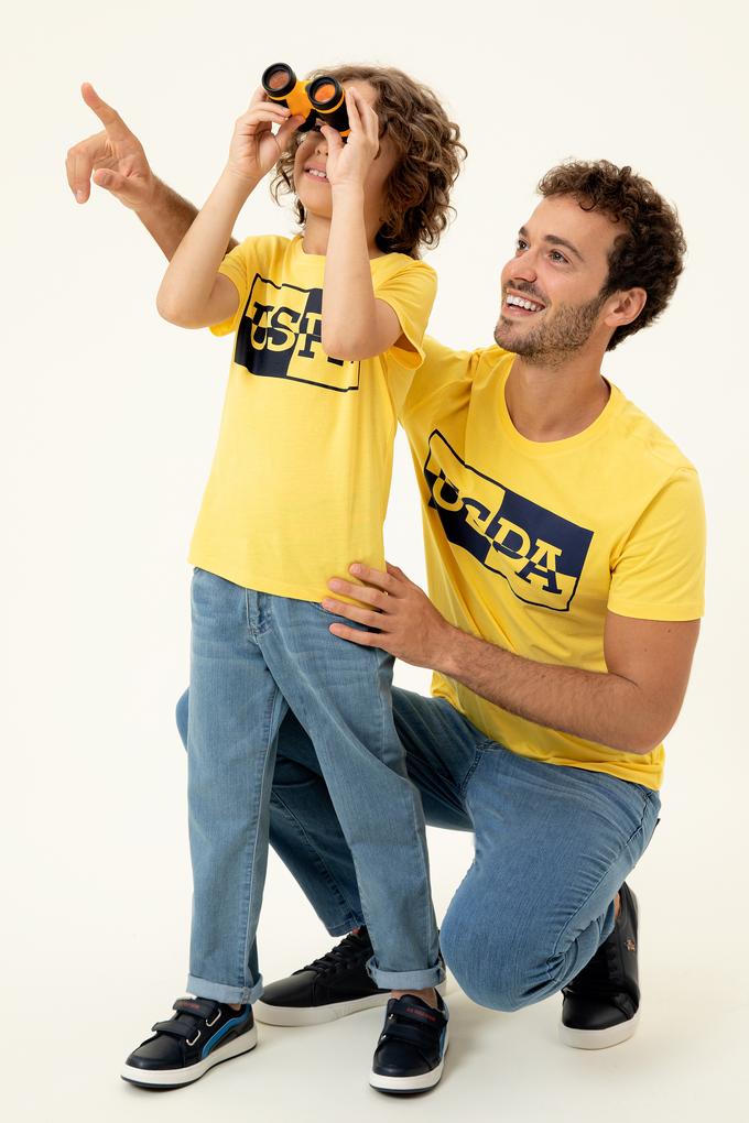 Çocuk Açık Sarı Bisiklet Yaka Tişört