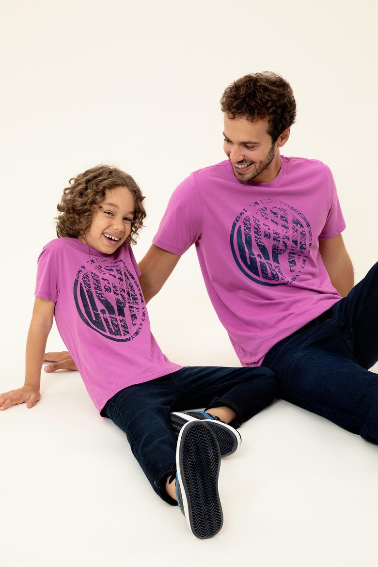 Erkek Menekşe Bisiklet Yaka Tişört