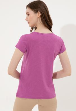 Kadın Menekşe Bisiklet Yaka Tişört - 50246220120