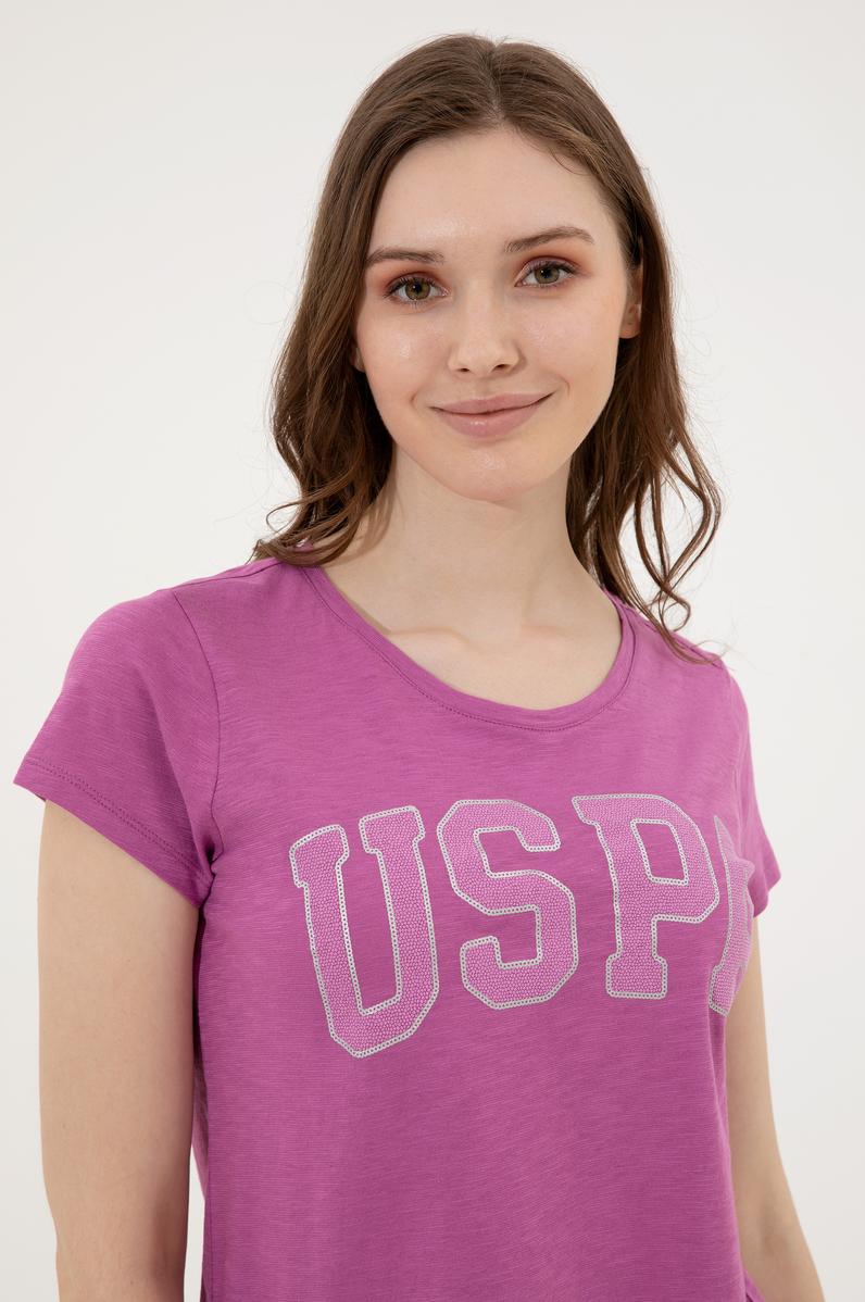 Kadın Menekşe Bisiklet Yaka Tişört