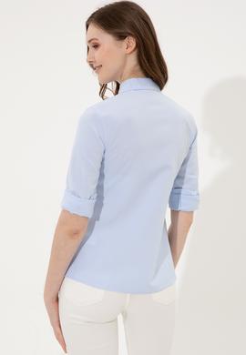 Kadın Açık Mavi Uzun Kollu Basic Gömlek - 50246463013